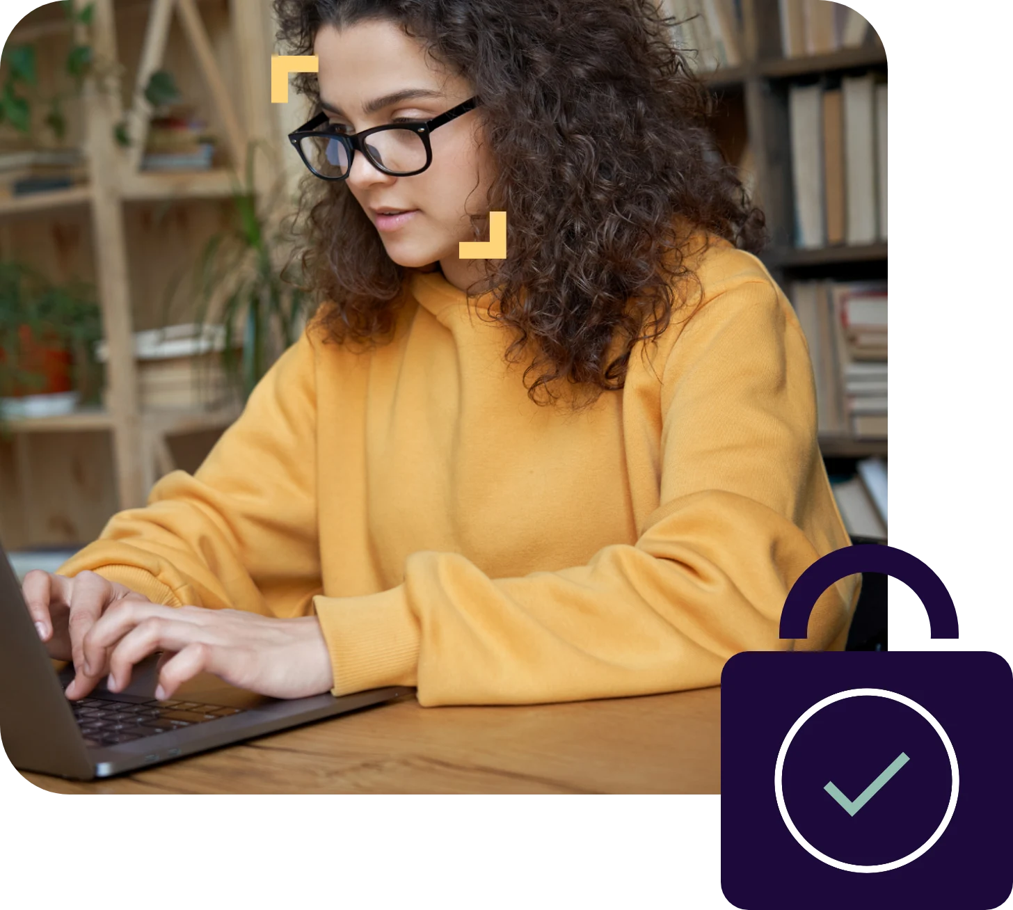 A woman being verified with the computer