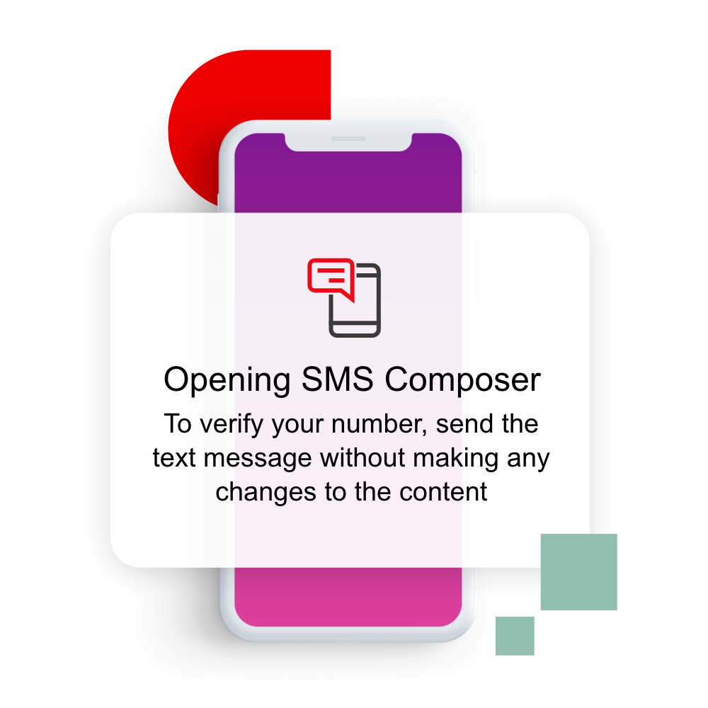 Opening SMS composer. To verify your number, send the text message without making any changes to the content.