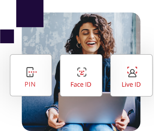 Transactional authentication. Pin. Live ID. Face ID.